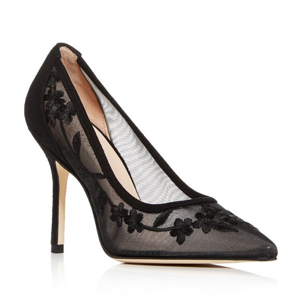 Stuart Weitzman Black Mesh High Heels Size 7.5 - image 1